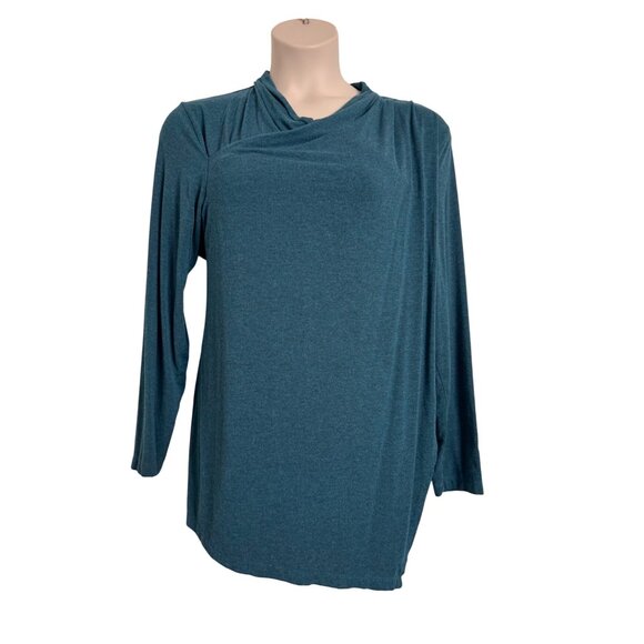 H by Halston Pullover Size 2X Cross Wrap Green Tunic Zip Up Back - Picture 1 of 9